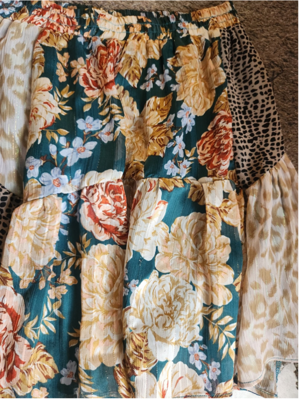 Umgee Floral Animal Print Tiered Skirt Size S - Picture 4 of 6
